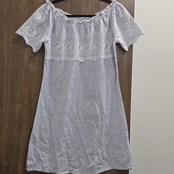 SUNDANCE-Blue/White 100% Cotton Eyelet Rain Dress-Size Medium - Picture 3 of 12